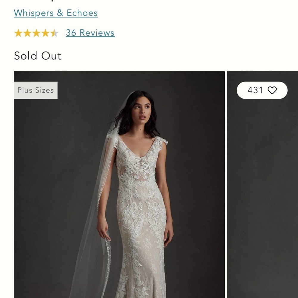 BHLDN Whispers & Echoes Lace Wedding Dress in Cream